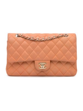 Chanel Coral Classic Caviar Double Flap