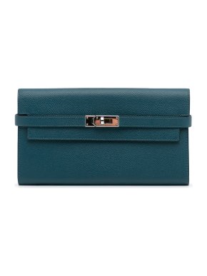 Hermes Bleu Thalassa Epsom Leather Kelly Classic Wallet PHW