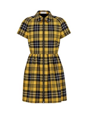 Dior Yellow & Black Check Wool Zip Dress