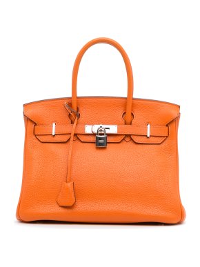 Hermes Orange Clemence Leather Birkin 30