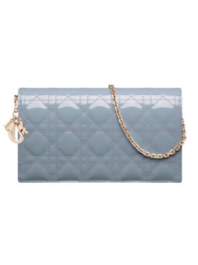Cloud Blue Patent Cannage Calfskin Lady Dior Pouch