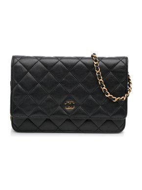 Chanel Black Lambskin CC Wallet On Chain