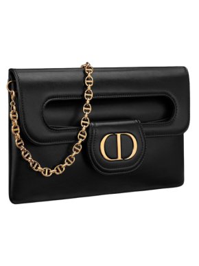 Black Leather Medium Diordouble Bag