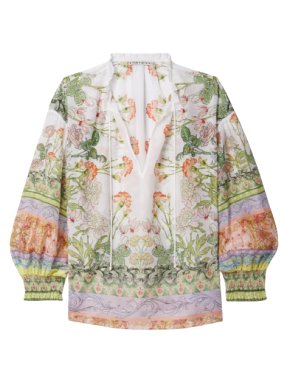 Alice+Olivia Julius floral-print cotton and silk-blend blouse