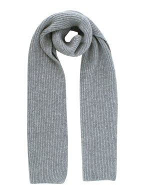 Johnstons Of Elgin Grey Ribbed Knit Scarf