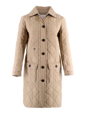 Dior Beige Quilted Technical Taffeta Long Macrocannage Coat