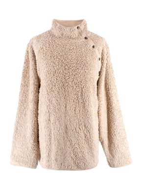The Simple Folk Beige  Fluffy Mock Neck Jumper