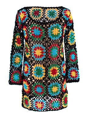 St Barth's Multicoloured Floral Crochet Beach Dress
