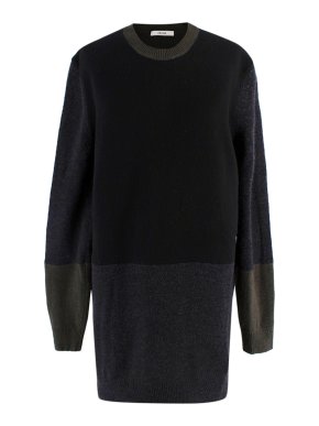 Celine Navy & Khaki Cashmere Blend Jumper Dress