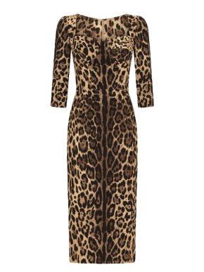 Dolce & Gabbana Leopard-print calf-length cady dress