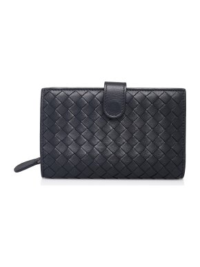 Bottega Veneta Intrecciato Leather Black Wallet