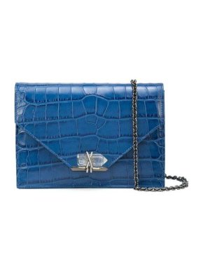 Marchesa Blue Quartz Crystal leather Bag
