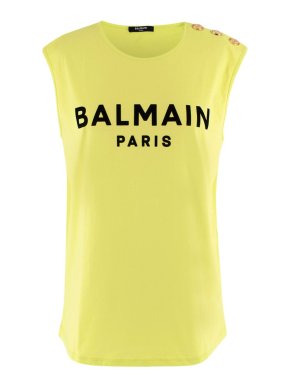 Balmain Neon Button Detail Tank Top