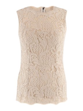 Dolce & Gabbana Beige Lace Sleeveless Shift Top