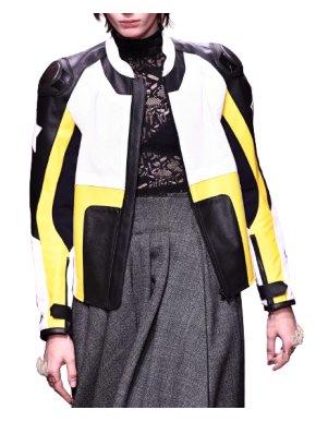 Dior White Black & Yellow Leather The Next Era Biker Jacket