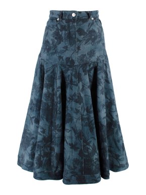 Erdem Lacey floral-print denim midi skirt