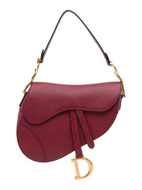 Dior Red Grained Leather Saddle Bag
