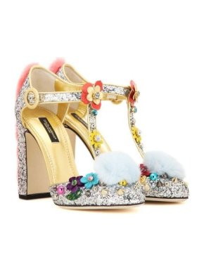 Dolce & Gabbana Fur-Trimmed Embellished Mary Janes