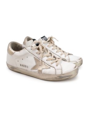 Golden Goose white & gold superstar sneakers