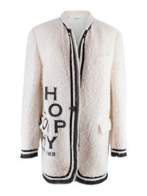Philosophy di Lorenzo Serafini White Logo Print Boucle Tweed Coat