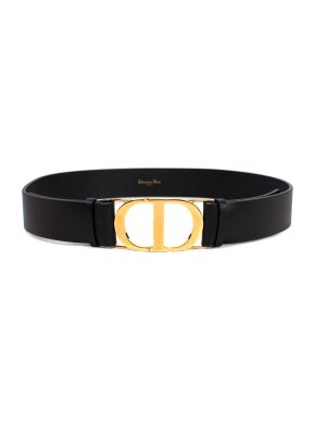 Dior Black CD Leather Belt - Size 80