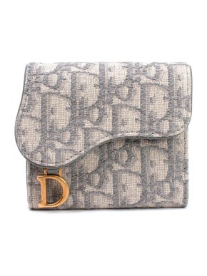 Gray Dior Oblique Saddle Lotus Wallet