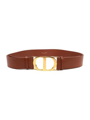 Dior Tan Leather CD Buckle Belt - Size 80