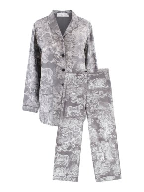 Dior Grey Oblique Chez Moi Silk Shirt & Pants