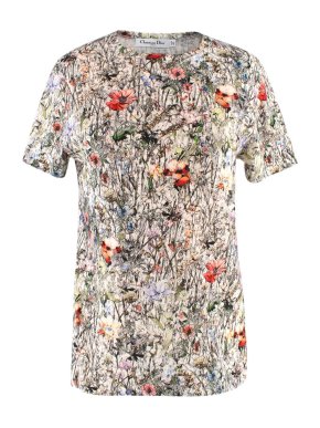 Dior Floral Print Linen & Cotton T-shirt