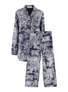 Dior Navy Oblique Chez Moi Silk Shirt & Pants