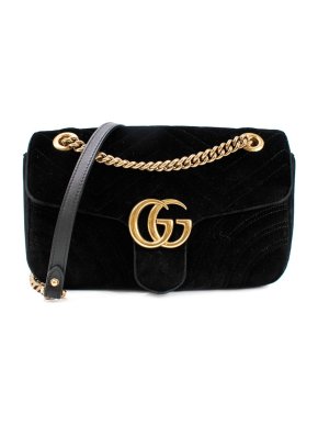 Gucci Black Velvet Marmont Small Shoulder Bag