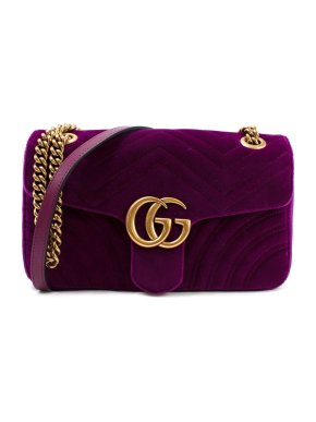 Gucci Purple Velvet Marmont Small Shoulder Bag