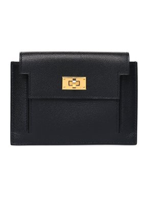 Hermes Black Epsom Leather Kelly Pocket Compact Wallet
