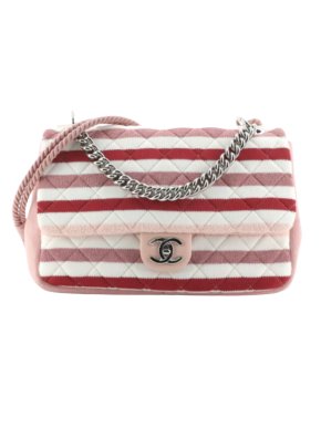 Chanel Quilted Striped Jersey Rope Flap Bag