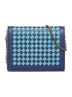 Bottega Veneta Blue & Purple Intrecciato Wallet On Chain