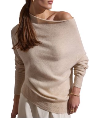 Brochu walker The Lori Off Shoulder Bisque Melange Jumper