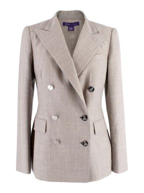 Ralph Lauren Purple Label Grey Cashmere Double Breasted Blazer