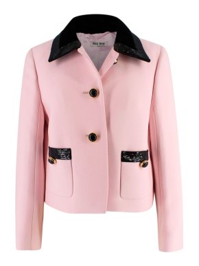 Miu Miu sequin-embellished velvet-trimmed cady jacket