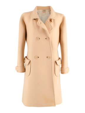 Courreges Vintage Wool Blend Beige Coat