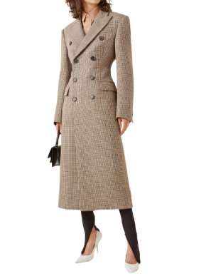 Wardrobe.NYC Double-Breasted Houndstooth Wool Coat