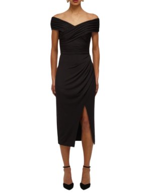 Self-Portrait Black Crossover Midi Dress