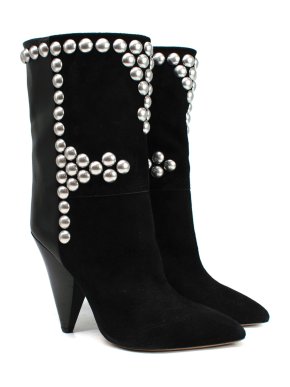 Isabel Marant Layo Studded Cone-Heel Suede And Leather Boots