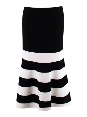 Victoria Beckham black & white striped fluted skirt
