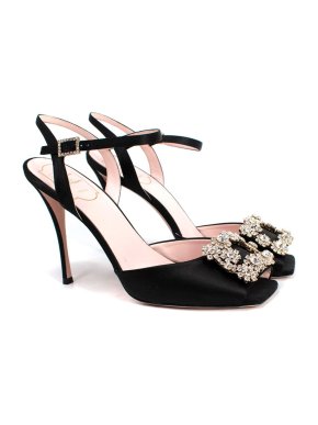 Roger Vivier Satin Flower Strass Sandals 100