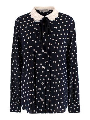 Alessandra Rich polka-dot print lace-trim blouse