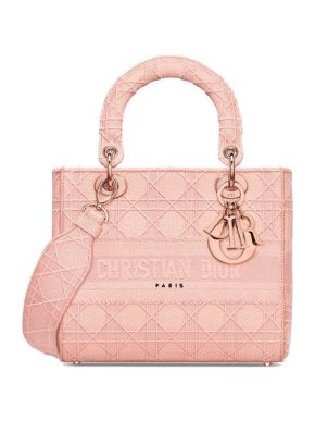 Dior Pink Cannage Embroidery Lady D-Lite Bag