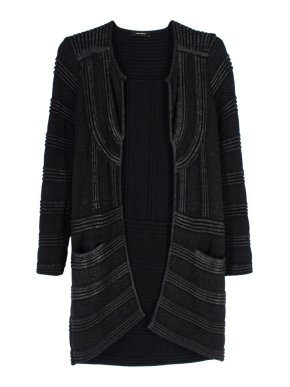 Isabel Marant Black Coated Cotton Longline Cardigan