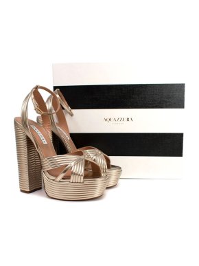 Aquazzura Sundance Plateau Metallic Platform Sandals