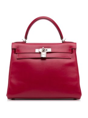 Hermes Red Box Calf Kelly Retourne 28 PHW