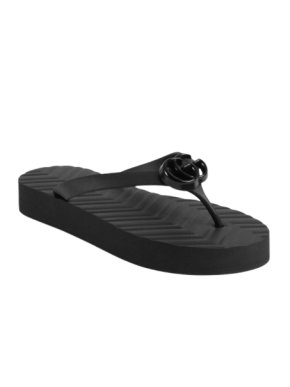 Gucci Black Pascar GG Platform Flip Flops